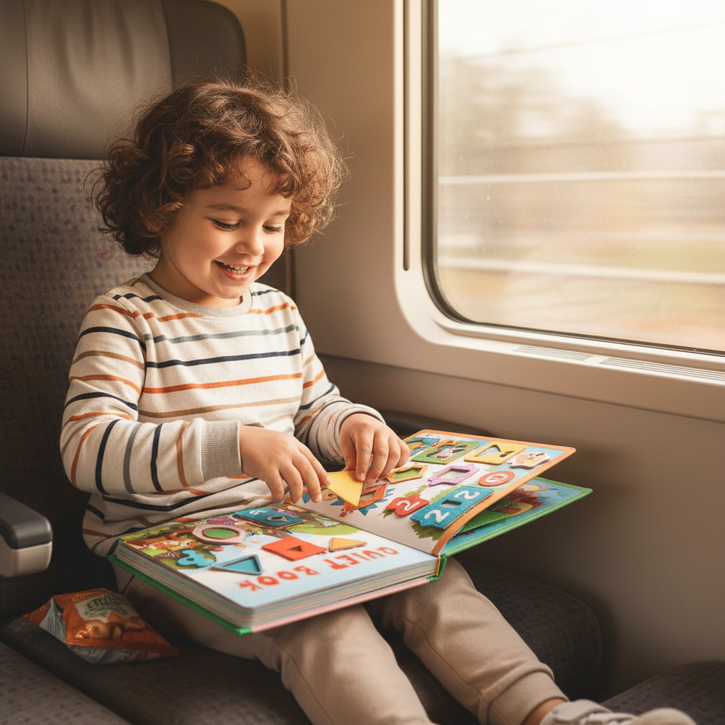Montessori Quiet Book auf Reisen – Kind im Zug